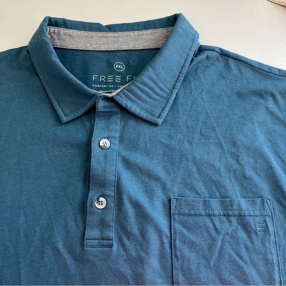 Free Fly Men’s Heritage Bamboo Short Sleeve Polo XXL blue
